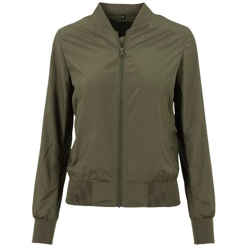 Build Your Brand Women's Nylon Bomber Jacket Dark Olive